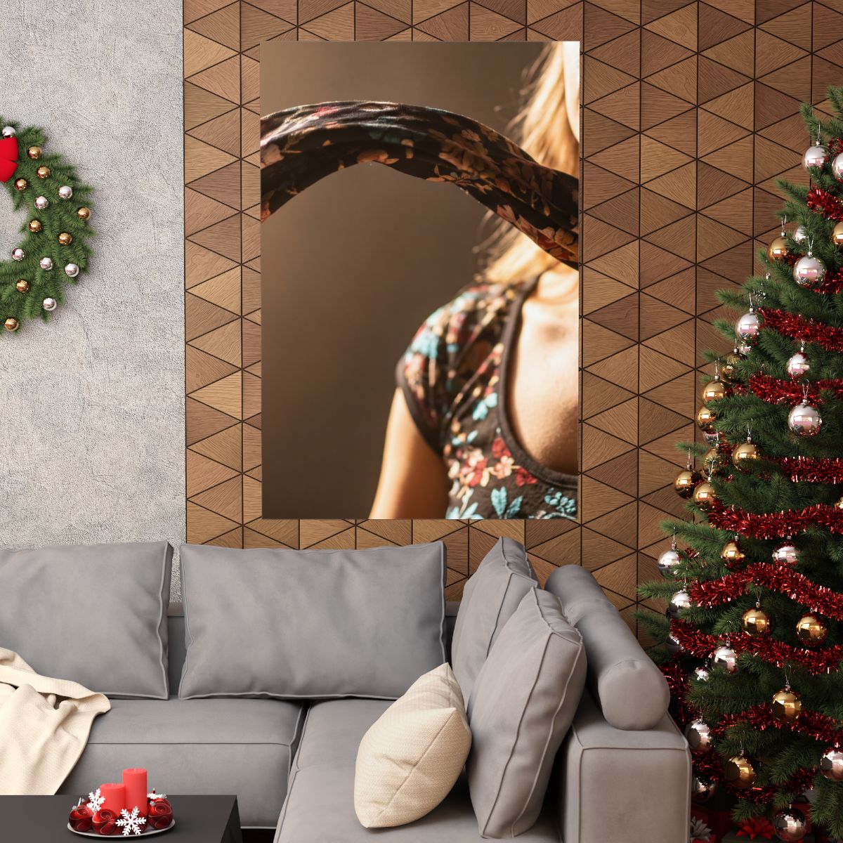 Matte Vertical Poster - Golden Scarf Flow (8×10 & 36×54) |...