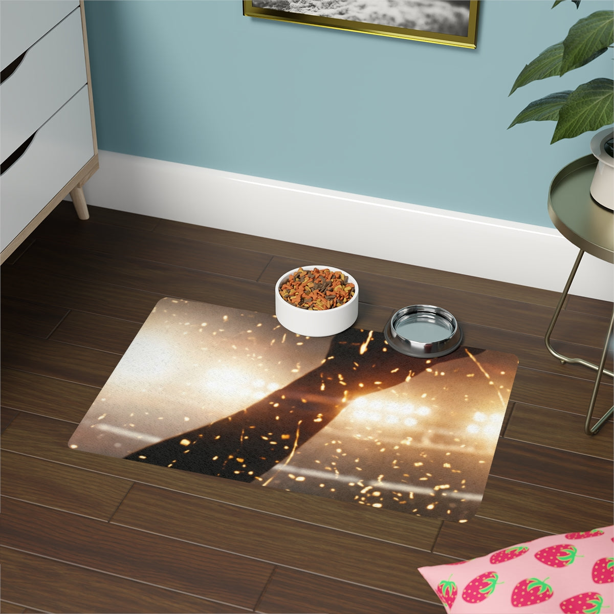Pet Food Mat (12x18) - Golden Arena | Echovira Gallery