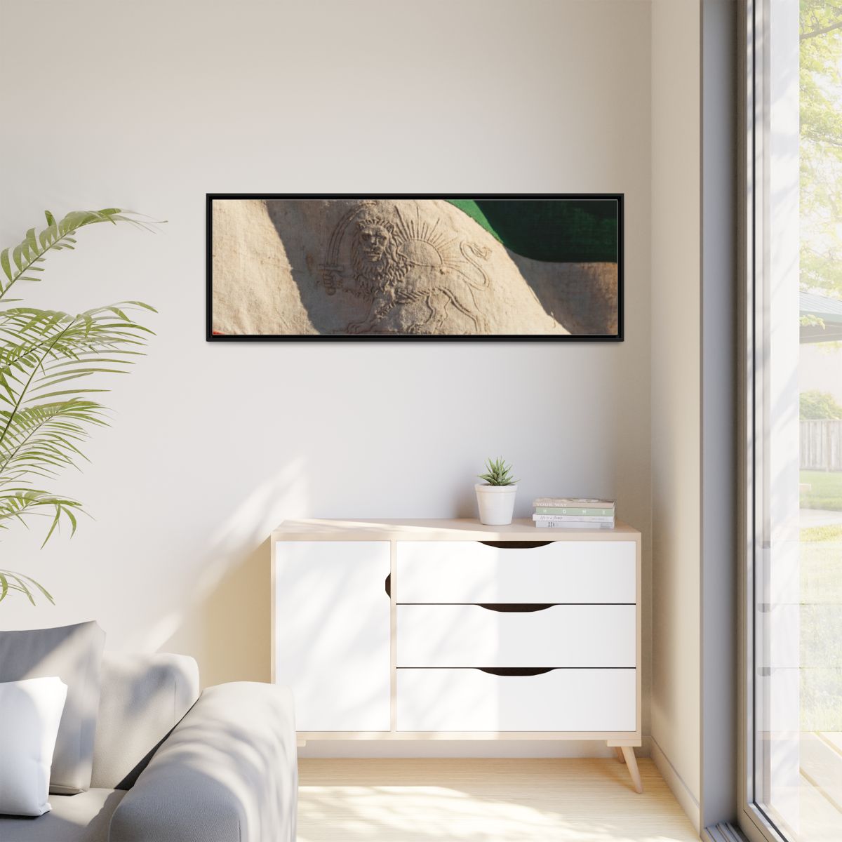 Matte Canvas, Framed - Vintage Persian Lion and Sun Heritage...