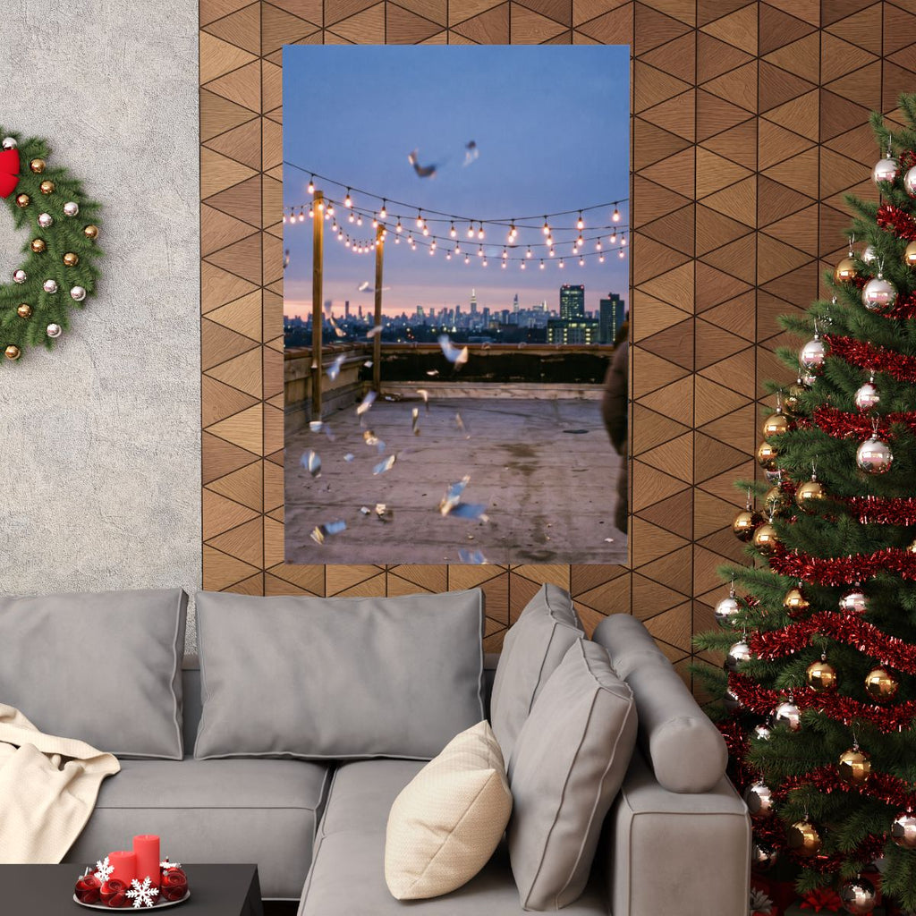 Matte Vertical Posters - Golden Hour Rooftop Gathering Art...