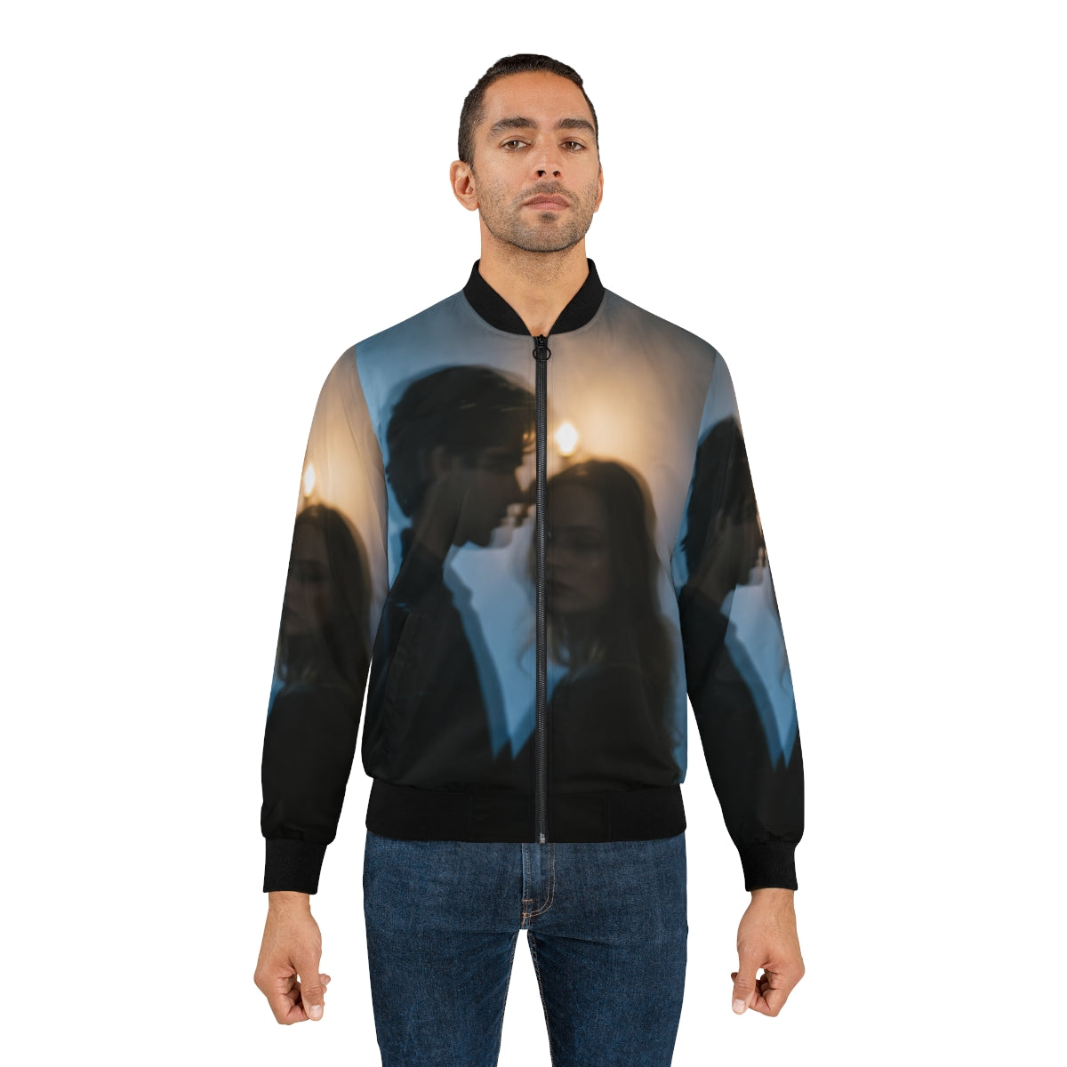 Men's Bomber Jacket - Midnight Shadow - Cinematic Streetwear...