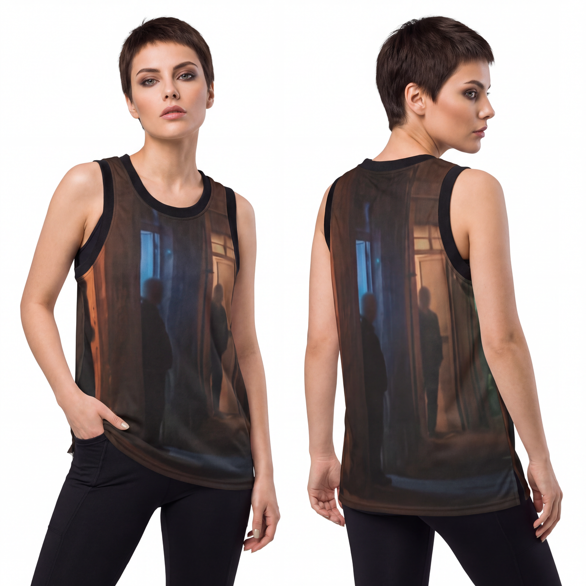 Unisex Basketball Jersey - Shadowed Alleyway Mystery Art......