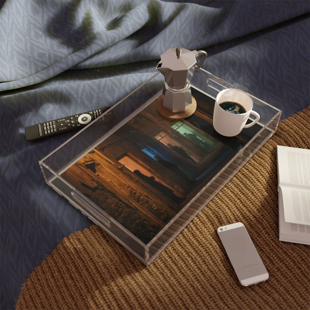 Acrylic Serving Tray - Midnight Glow | Echovira Gallery