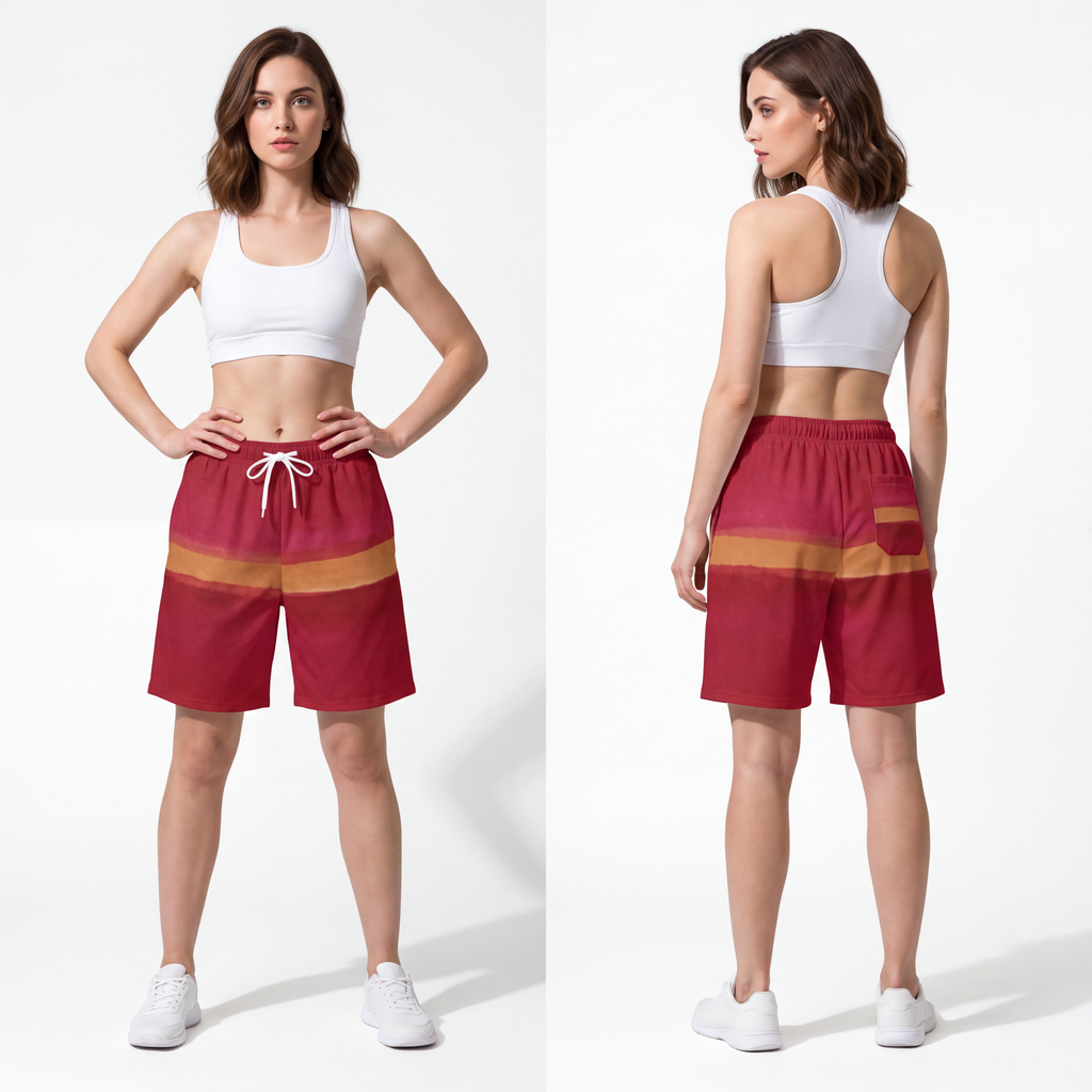 Athletic Long Shorts - Crimson Romance Watercolor Portrait |...