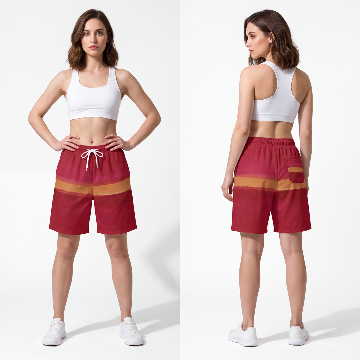 Athletic Long Shorts - Crimson Romance Watercolor Portrait |...