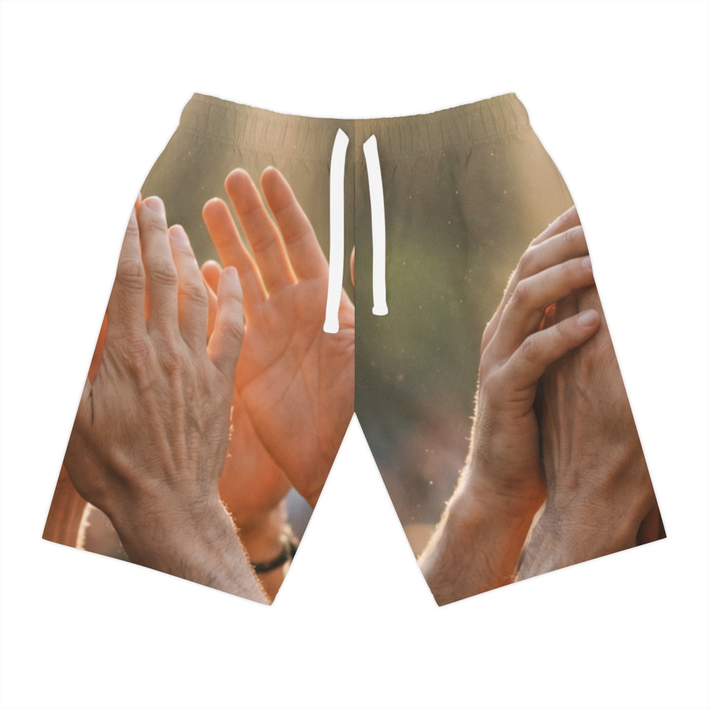Athletic Long Shorts - Golden Rays of Unity Wall Art |...