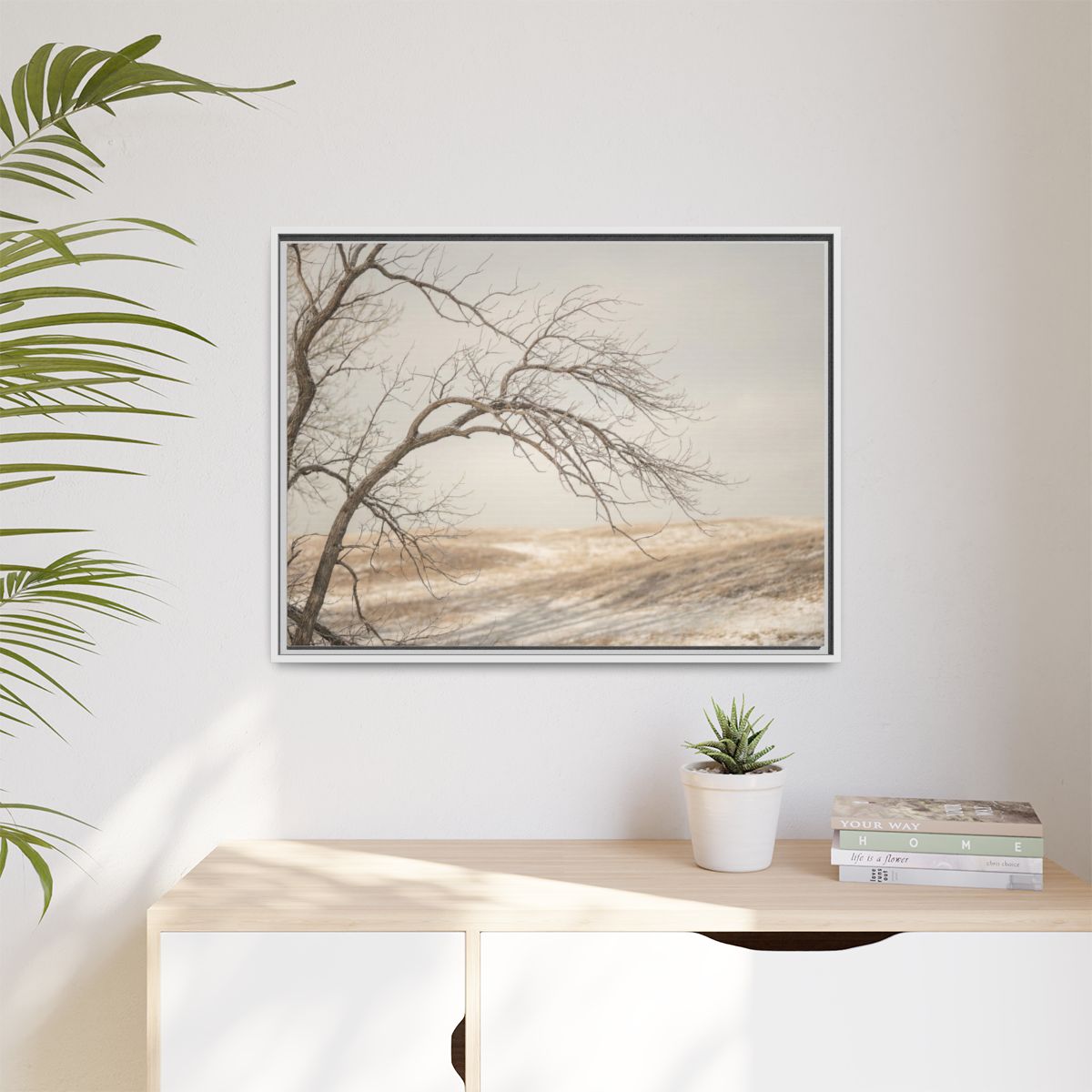 Matte Canvas, Framed - Winter Branch Solitude Landscape —......