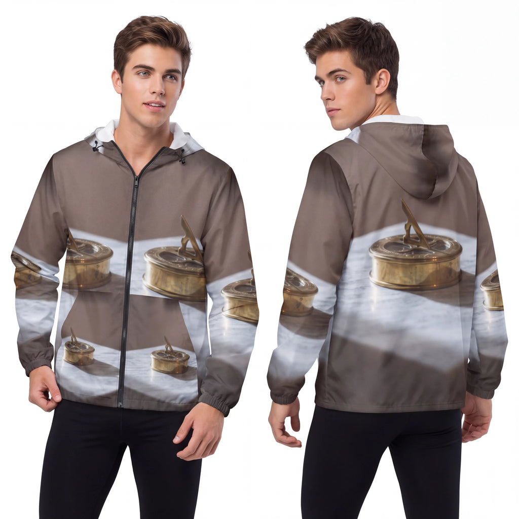 Men's Windbreaker Jacket Antique Brass Sundial