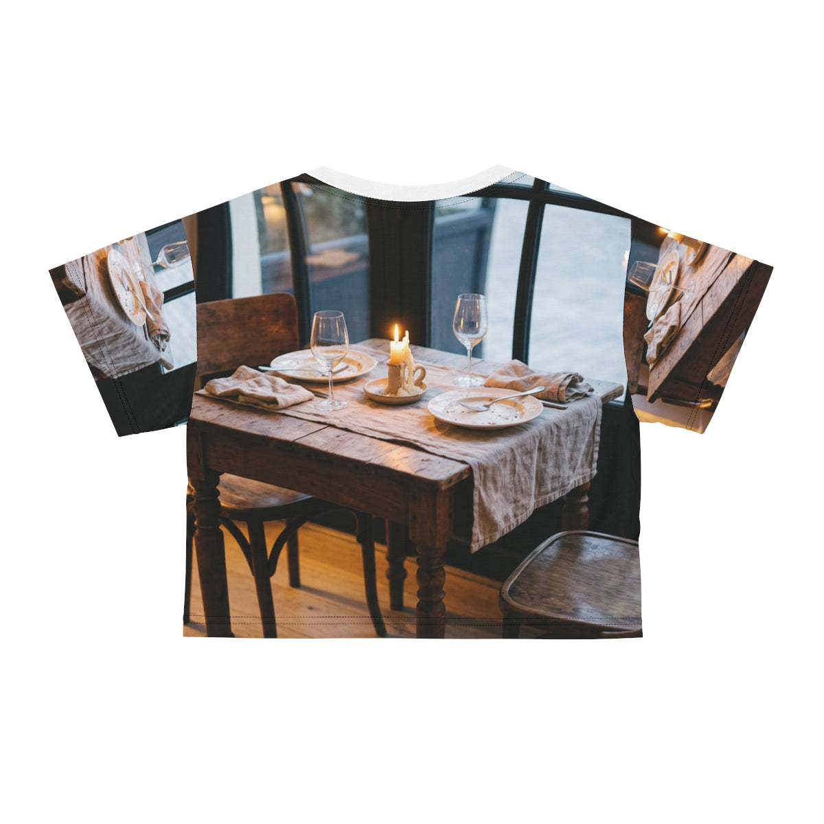 Crop Tee - Bistro Romance Fitted Top | Echovira Gallery