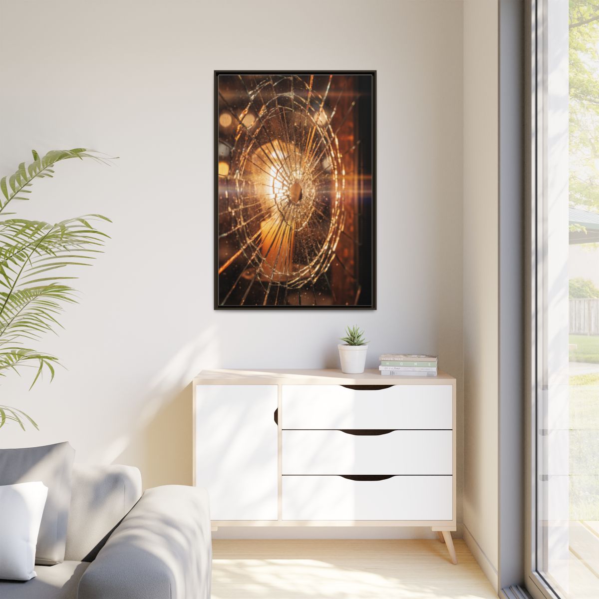 Matte Canvas, Framed - Golden Fractured Art — Espresso /......