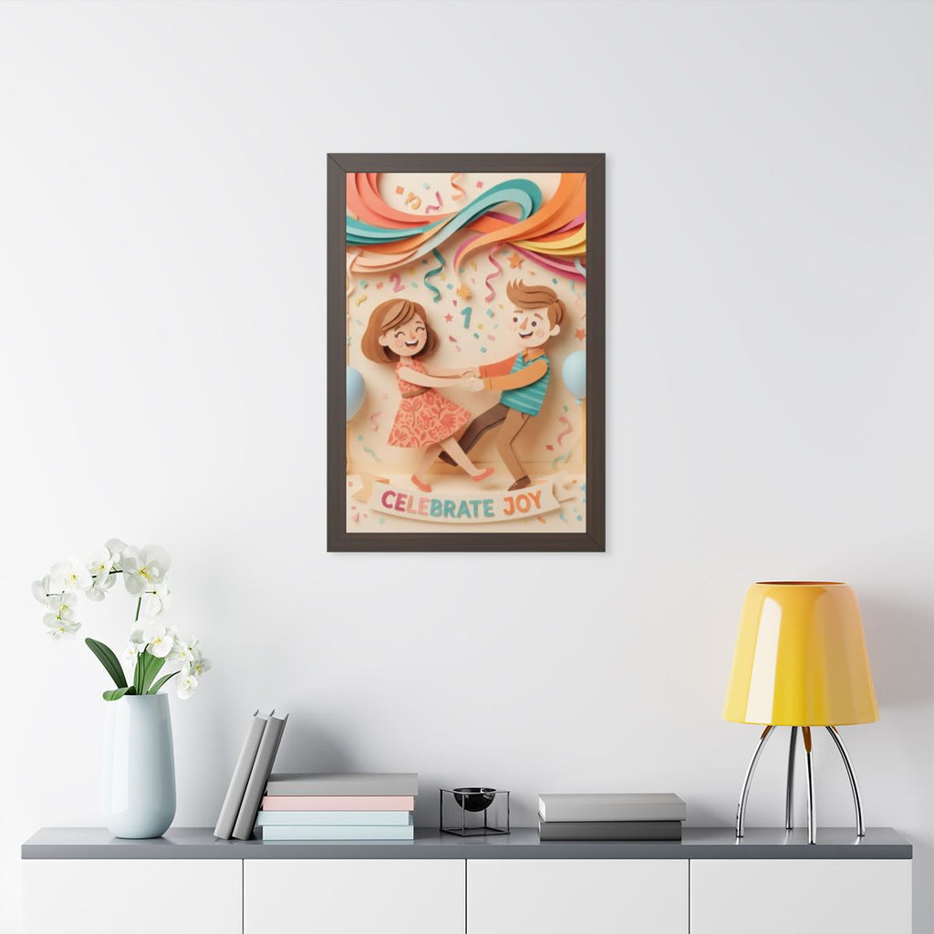 Framed Vertical Poster - Celebrate Joy Papercut Art... |...