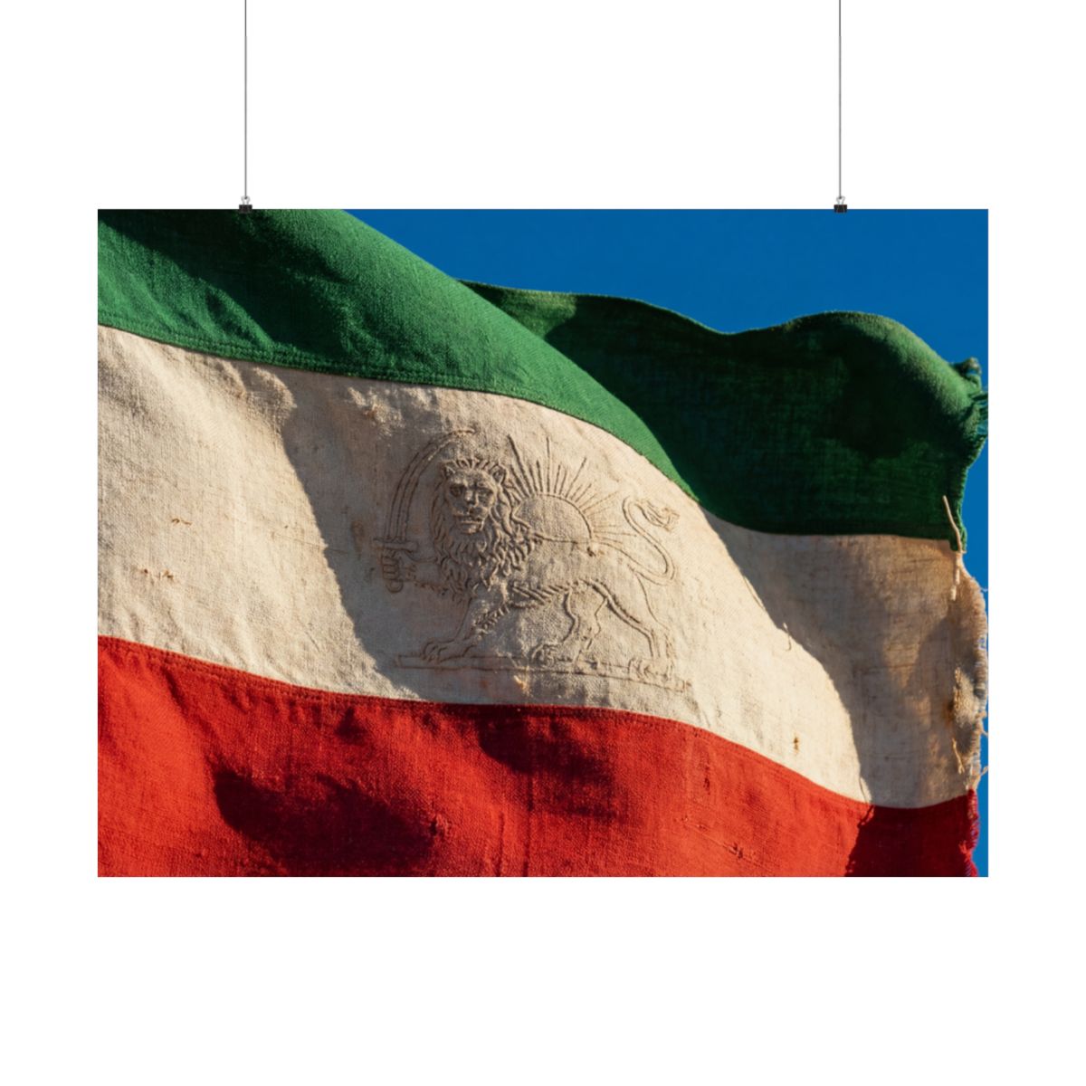 Matte Horizontal Posters - Vintage Persian Lion and Sun Flag...