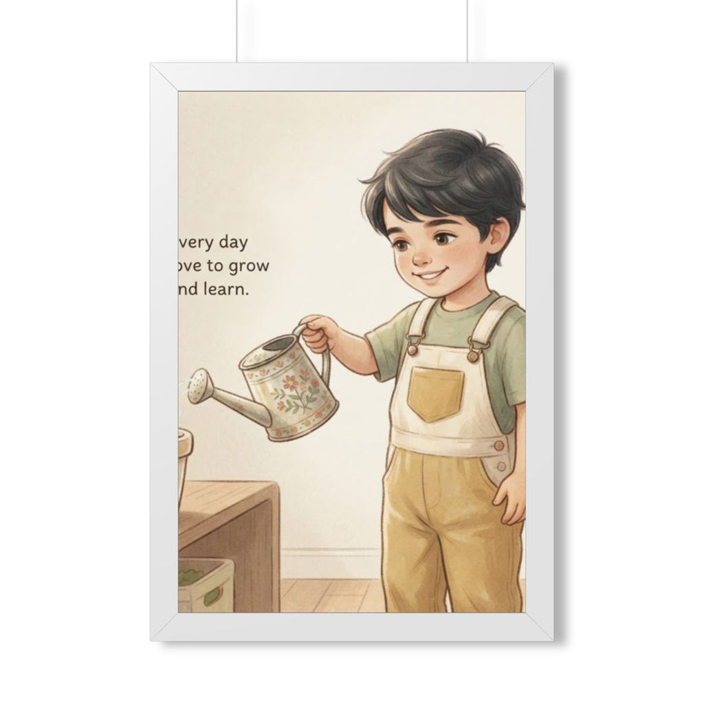 Framed Vertical Poster - Daily Growth Art — White (11×14......