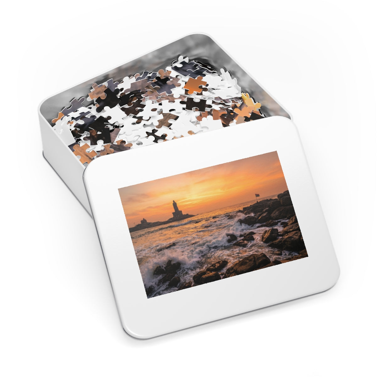 Jigsaw Puzzle with Tin - Coastal Sunrise