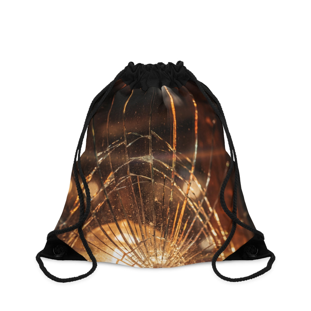 Drawstring Bag - Golden Shattered Glass Cinematic Mood |...