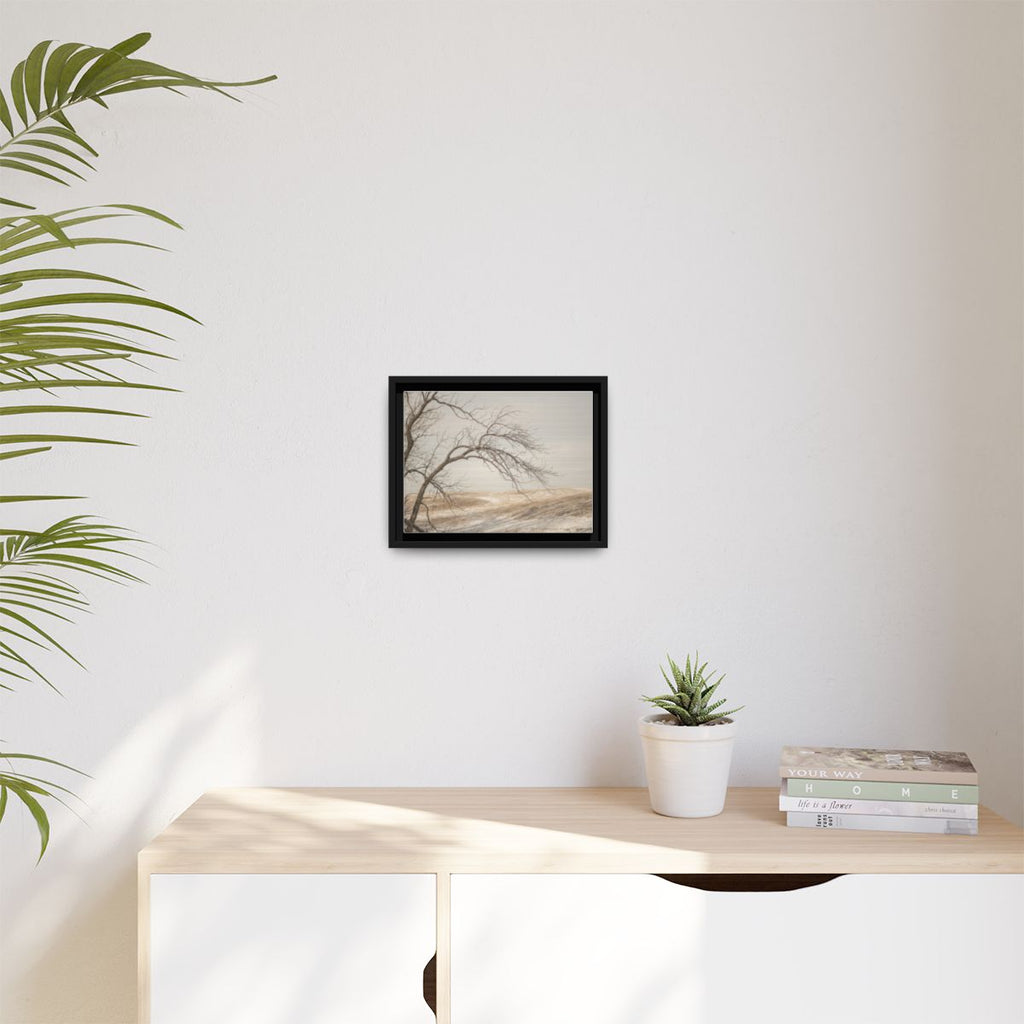 Framed Canvas Art - Minimalist Winter — Black / 1.25"
