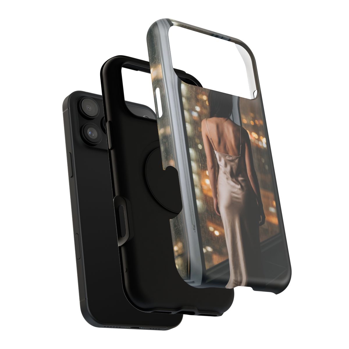 Impact-Resistant Apple iPhone Cases - Rainy City Lights Silk Gown | iPhone 17 Pro Max, 17 Pro, 17 Air & More