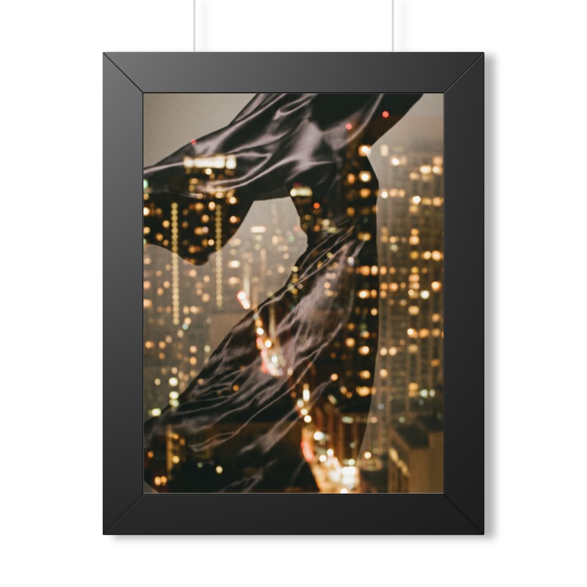 Framed Vertical Poster - Nocturnal City Metamorphosis Art —...
