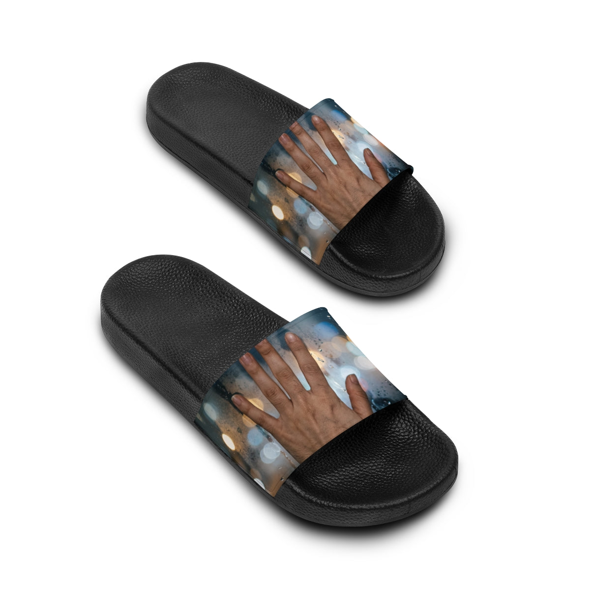 Women's Slide Sandals Rainy City Window Art