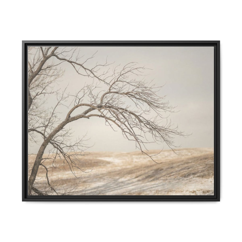 Framed Canvas Art - Minimalist Winter — Black / 1.25"