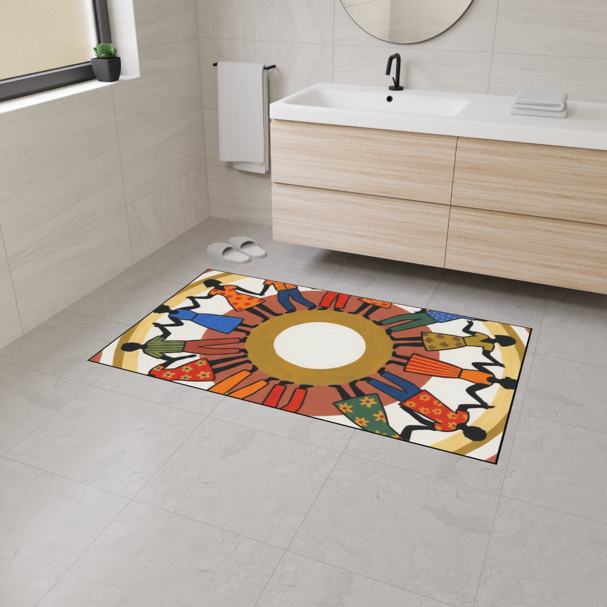 Heavy Duty Floor Mat - Unity Mandala Folk Art | Echovira...