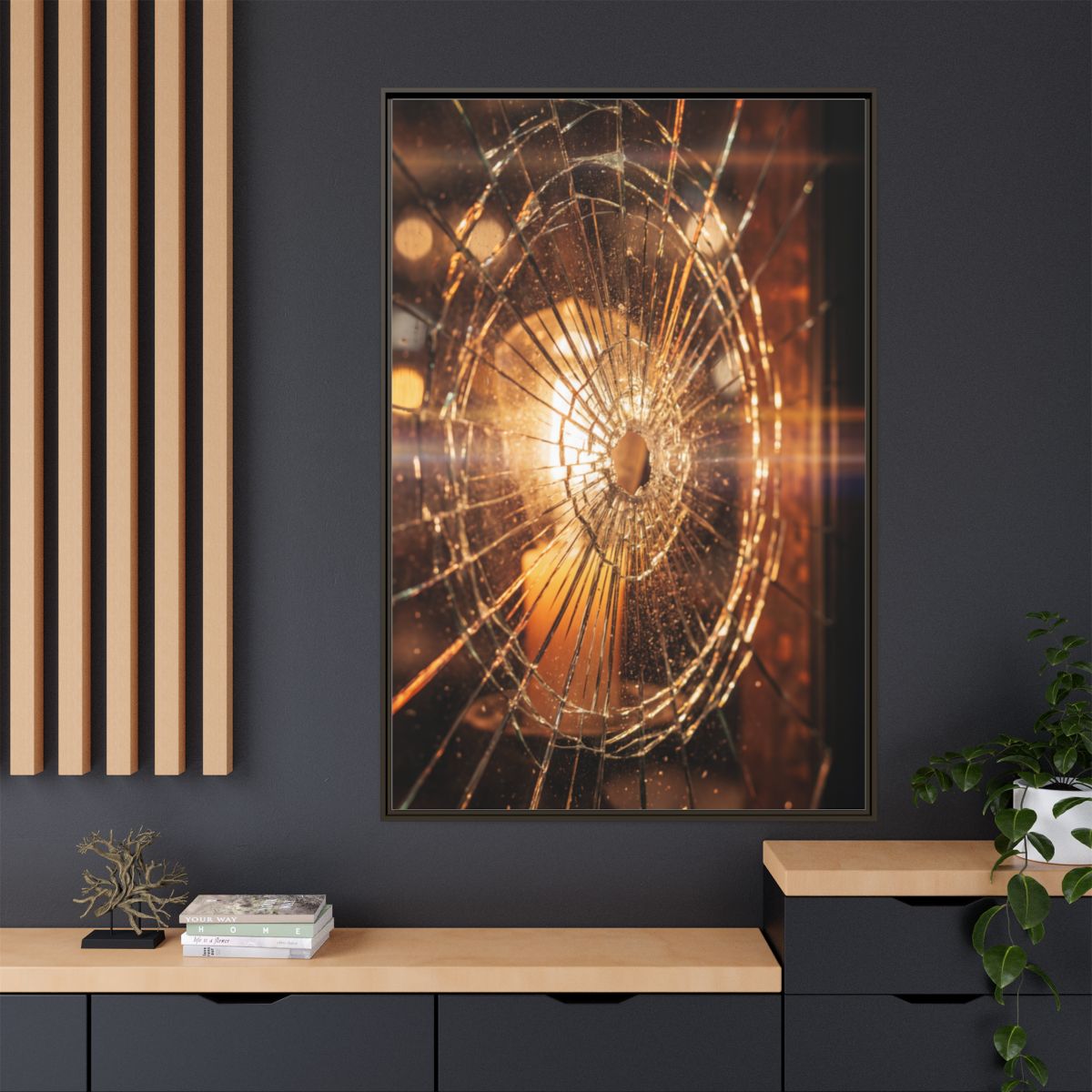 Matte Canvas, Framed - Golden Fractured Art — Espresso /......
