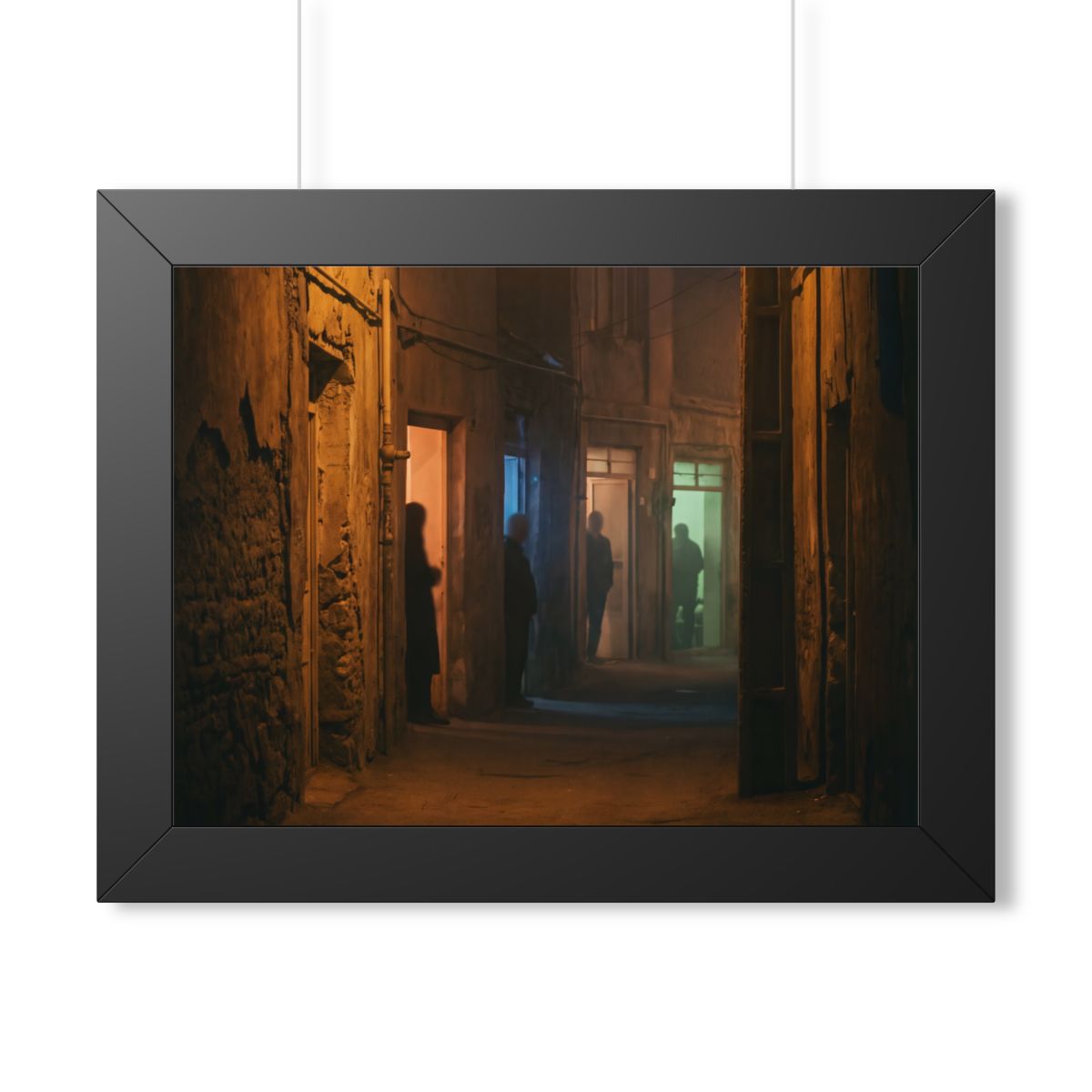Framed Horizontal Poster - Shadowed Alleyway Mystery Art......
