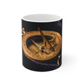 Vintage Brass Sundial Compass 11oz White Mug
