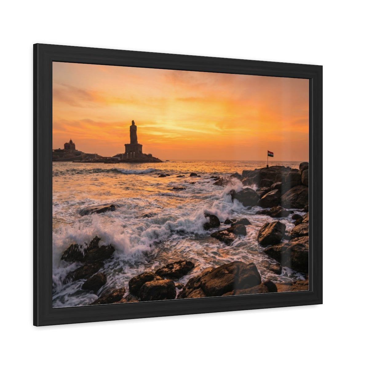Framed Posters - Coastal Golden Glow — Landscape