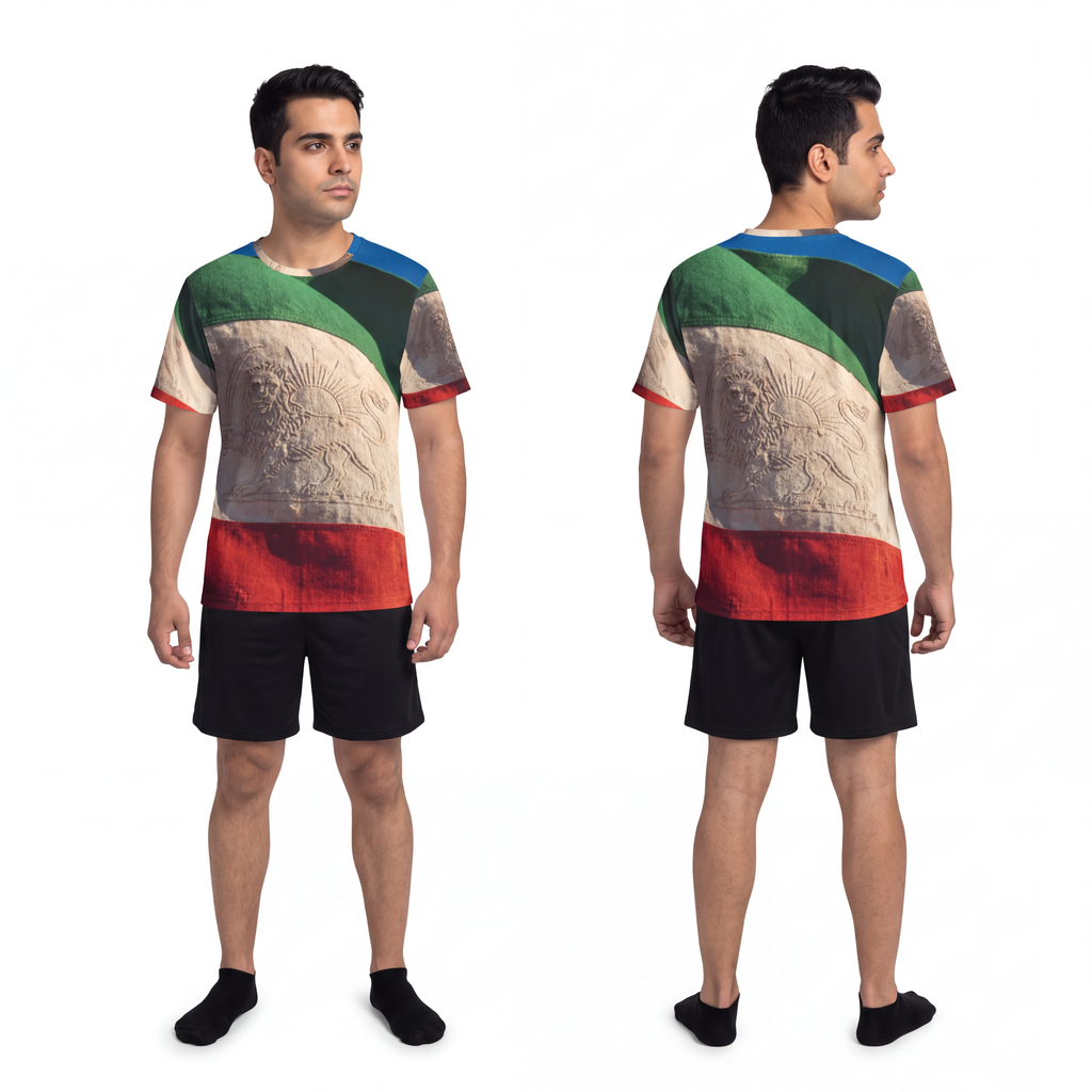 Men's Sports Jersey - Vintage Persian Lion and Sun Flag Art...
