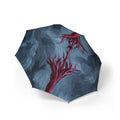 Foldable Umbrella with Crimson Abstract Art