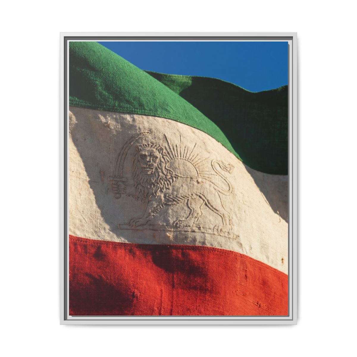 Framed Canvas Art - Distressed Flag — White / 1.25"