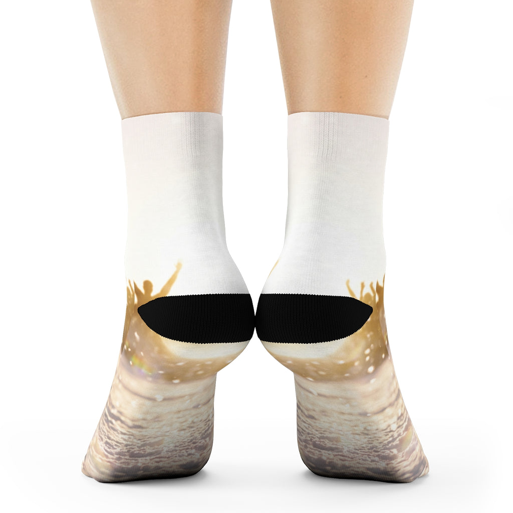 Crew Socks with Golden Hour Crowd Art