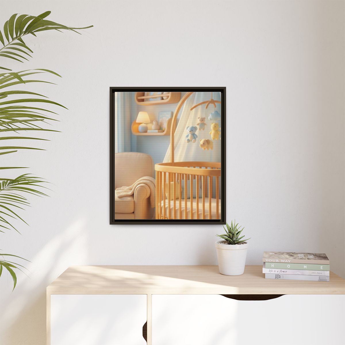 Matte Canvas, Framed - Dreamy Serene Nursery Art — Espresso...