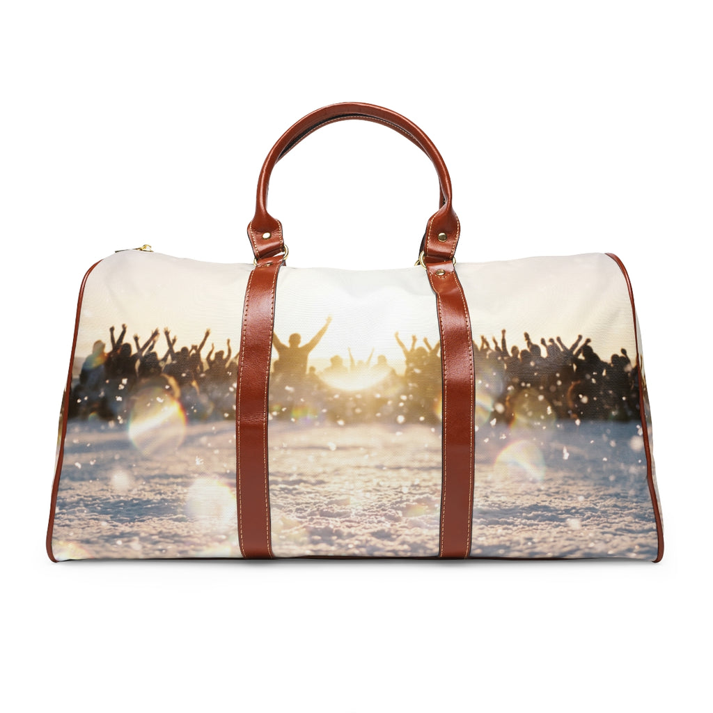 Waterproof Travel Bag with Golden Hour Crowd Art