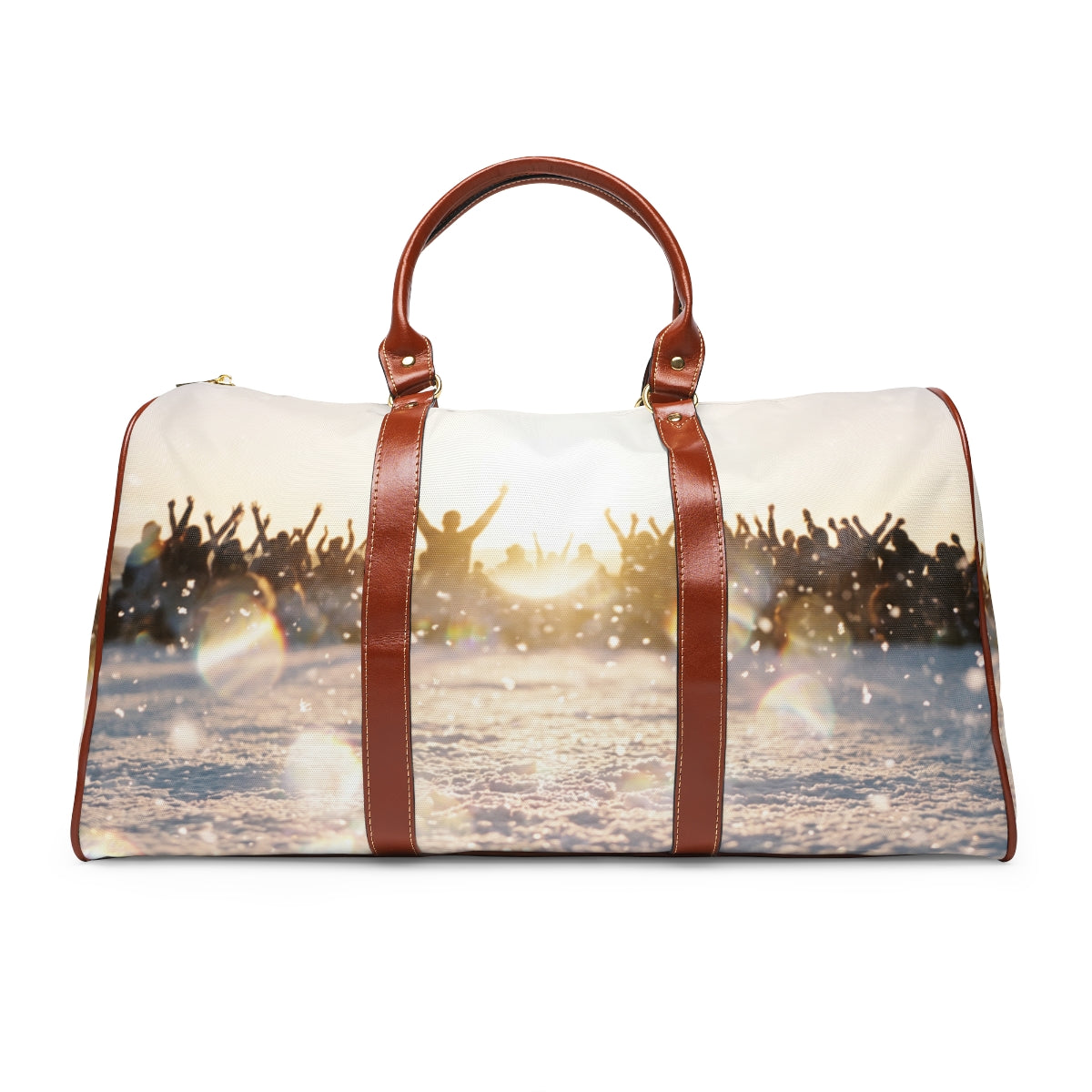 Waterproof Travel Bag with Golden Hour Crowd Art