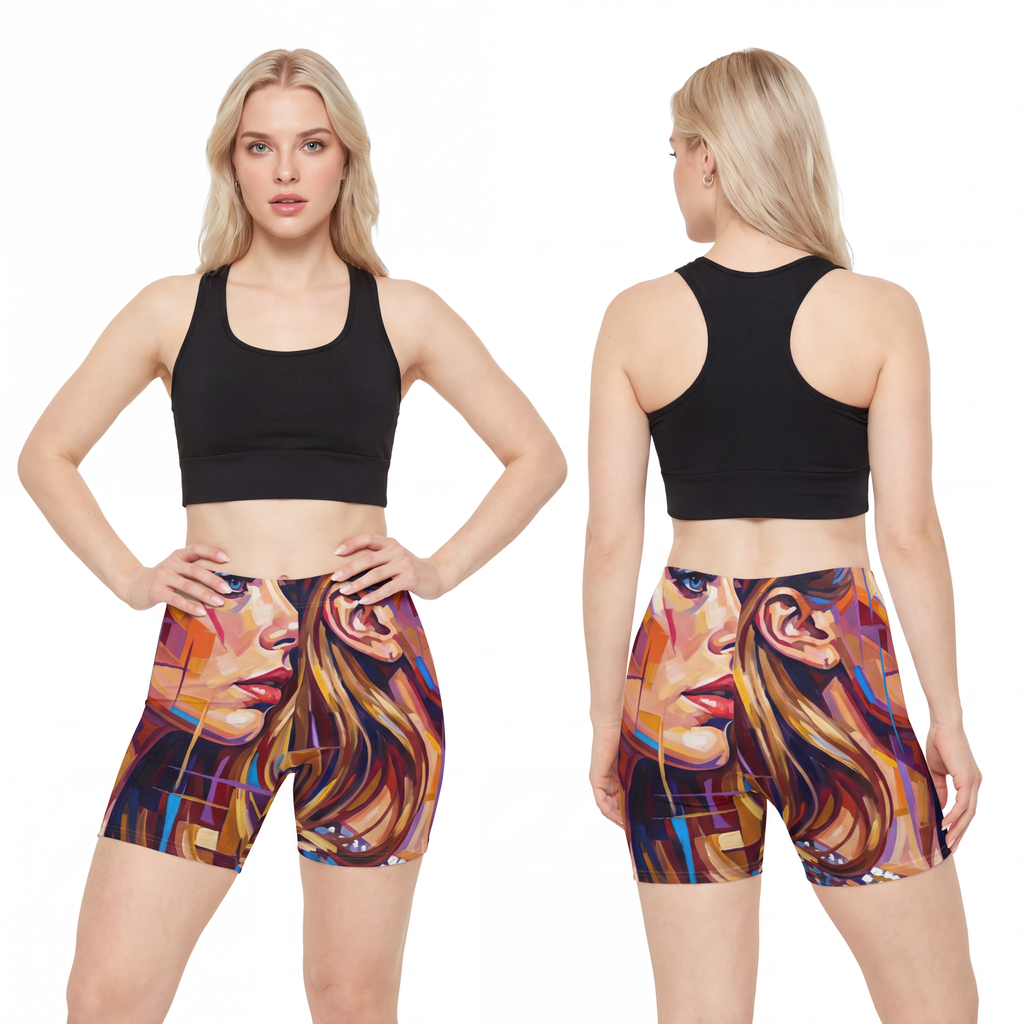 Women's Biker Shorts - Shattered Elegance | Echovira Gallery