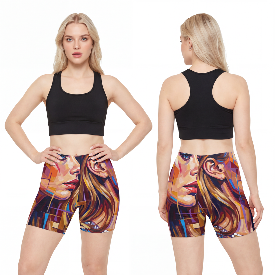 Women's Biker Shorts - Shattered Elegance