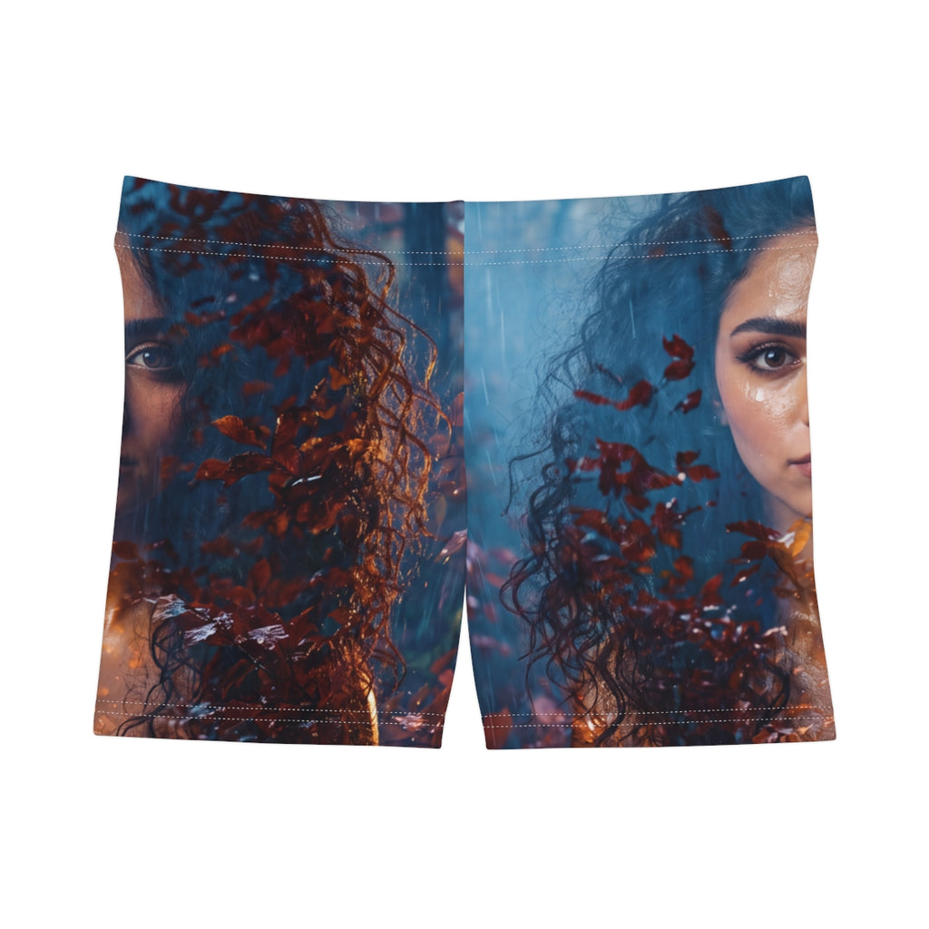 Women's Shorts with Autumn Portrait Art