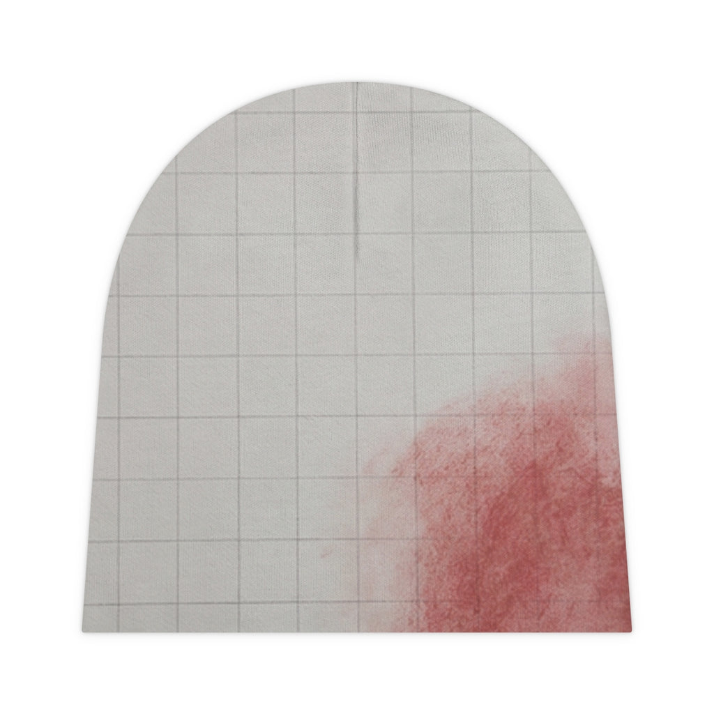 Crimson Grid Abstract Art Baby Beanie