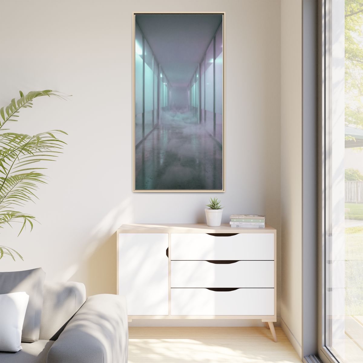Matte Canvas, Framed - Liminal Corridor Fog Art Print —... |...