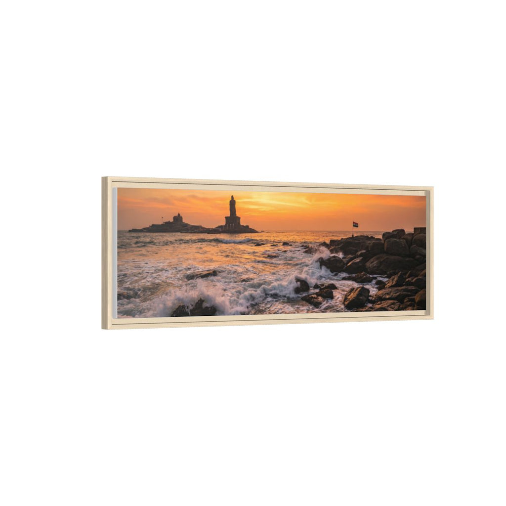 Framed Canvas - Golden Coast Dawn — Natural / 1.25"
