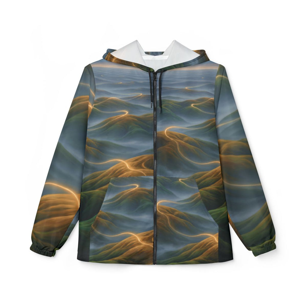 Unisex Windbreaker Jacket Golden Mountain Path