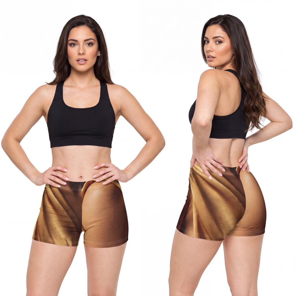Women's Shorts - Draped Gold Satin Art Print | Echovira...