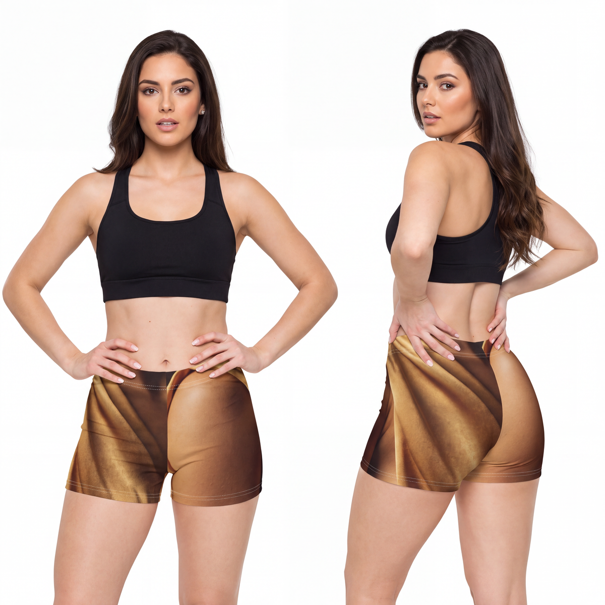 Women's Shorts - Draped Gold Satin Art Print | Echovira...