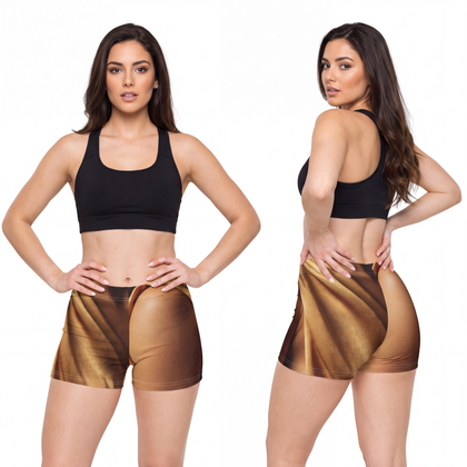 Women's Shorts - Draped Gold Satin Art Print | Echovira...