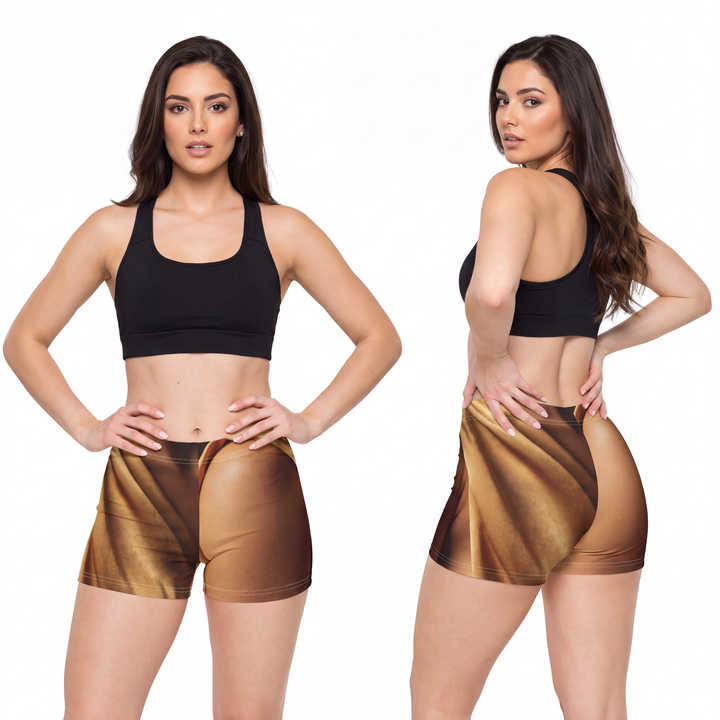 Women's Shorts - Draped Gold Satin Art Print