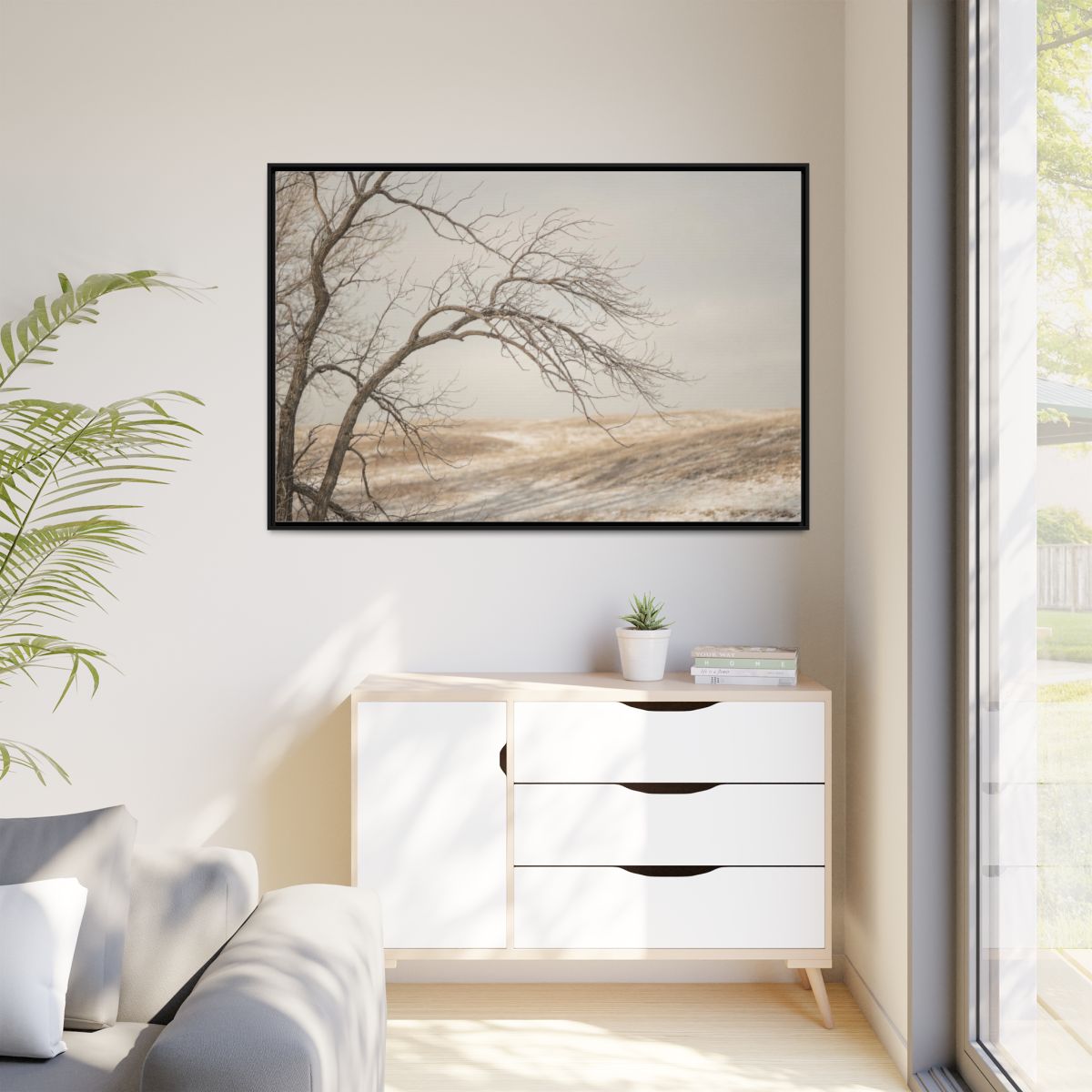Matte Canvas, Framed - Winter Branch Solitude Landscape —......
