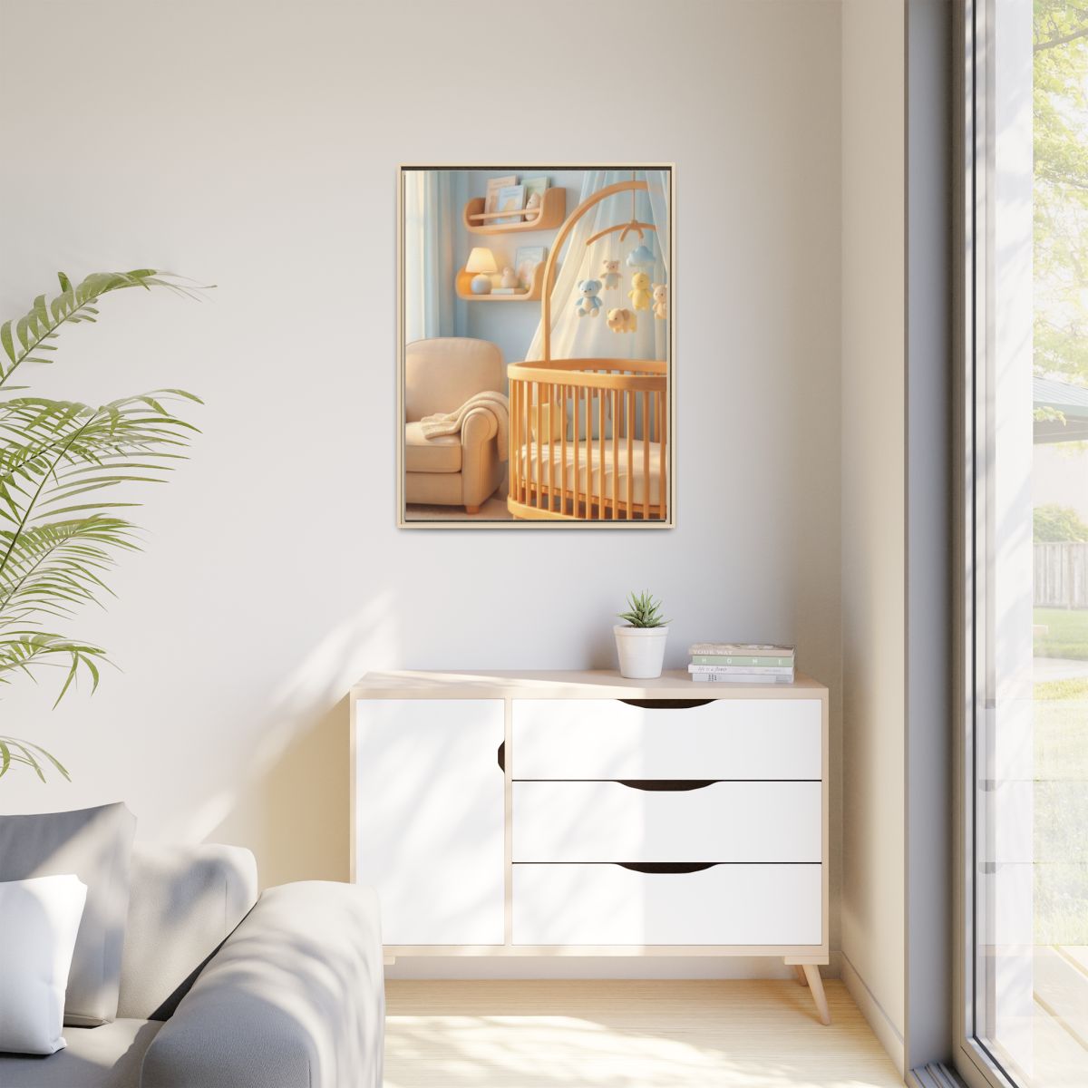 Matte Canvas, Framed - Dreamy Serene Nursery Art — Natural /...