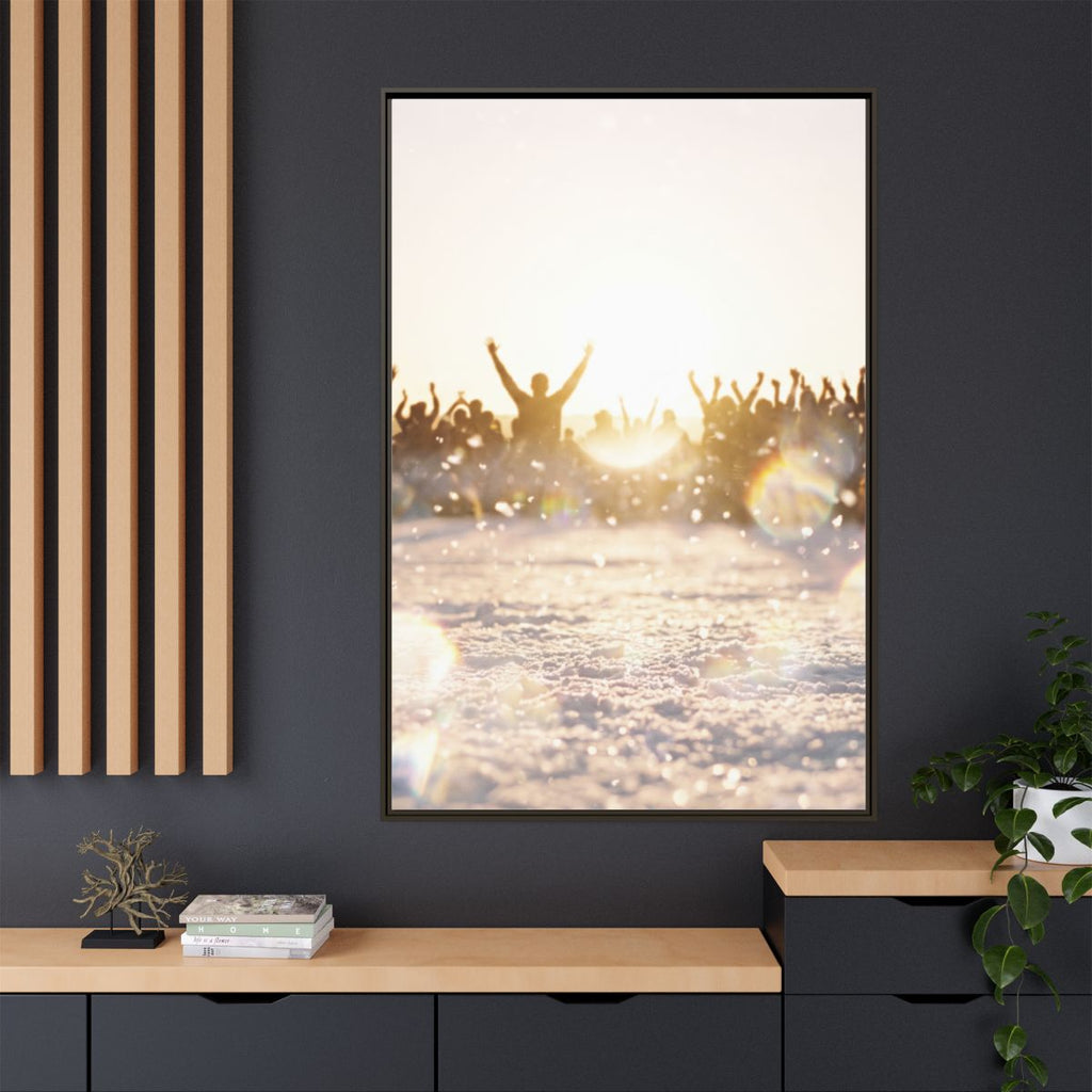 Espresso Framed Canvas Golden Hour Crowd Portrait